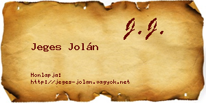 Jeges Jolán névjegykártya